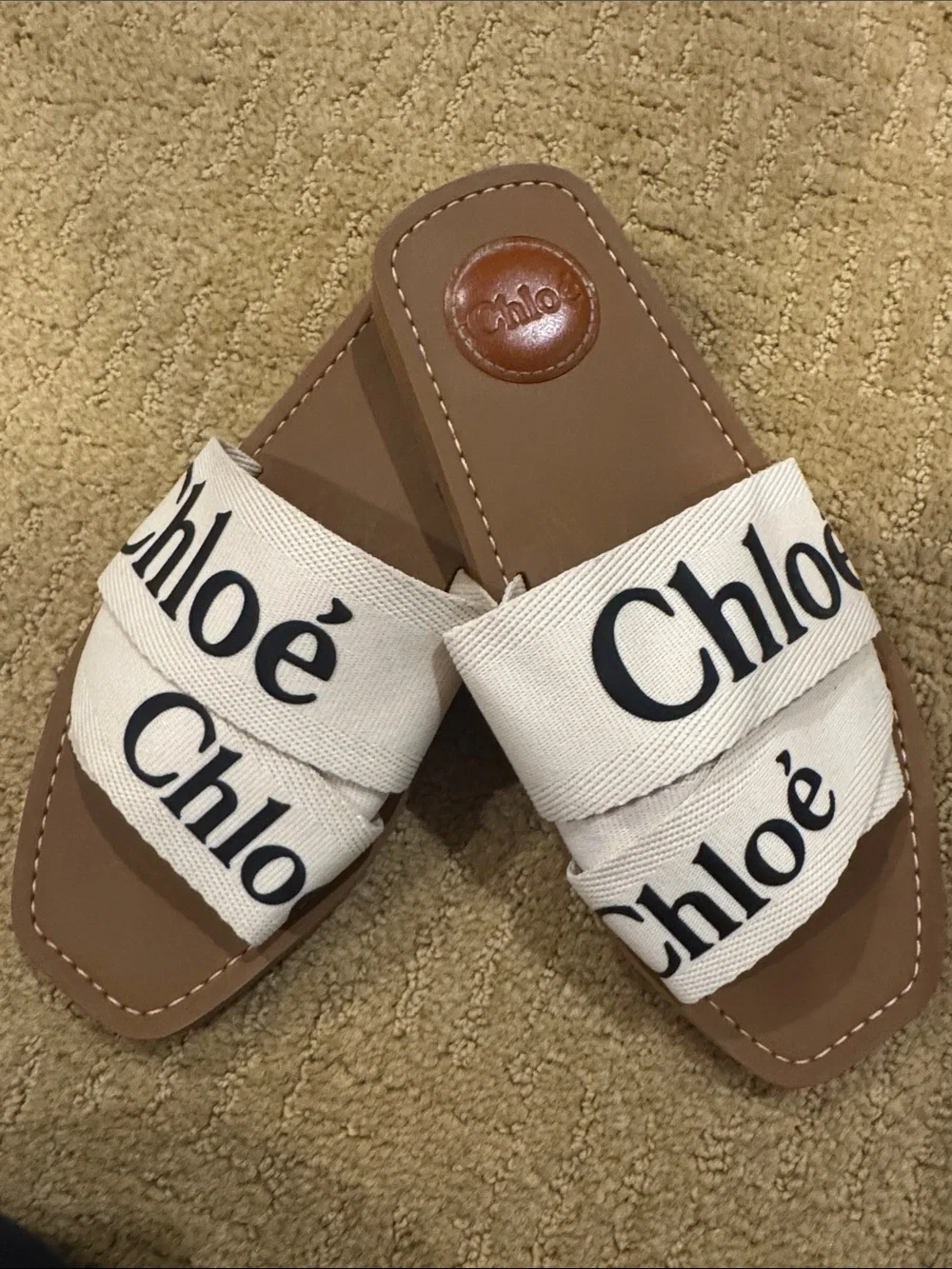 Chloé Woody Logo Slide Sandals